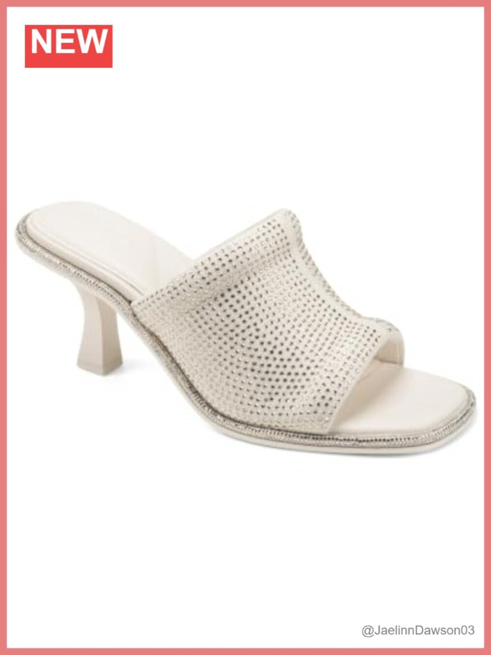 Kitten Heel Mule Sandal Square Toe Pull-On Canvas